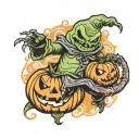 oogie boogie with pumpkins around it  tattoo design idea