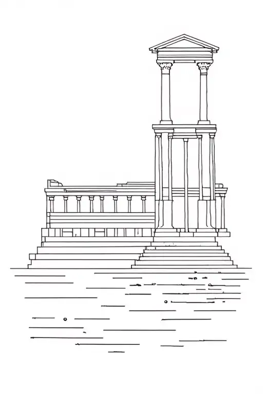 Ancient Greek buildings tattoo design idea