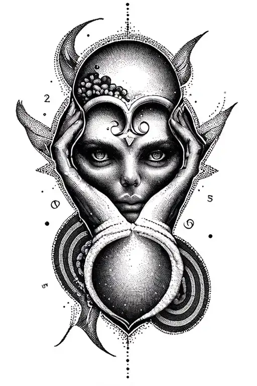 y2k style, womb tattoo, neo sigilism tattoo design idea