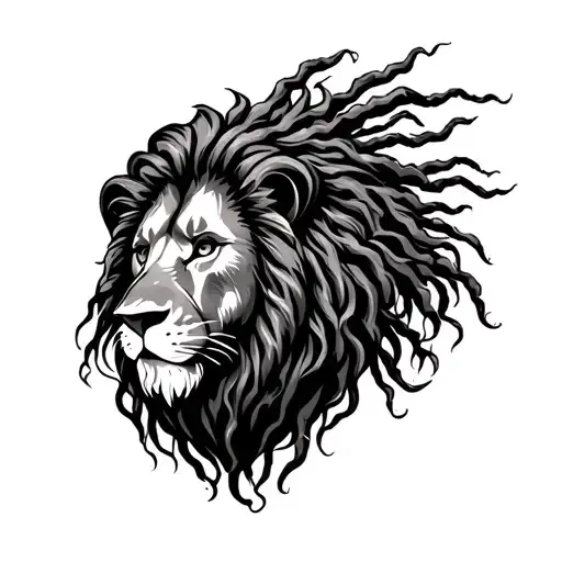 lion dreadlocks tattoo design idea