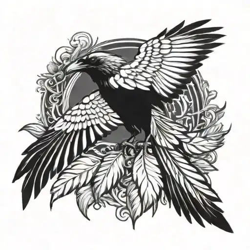 dark art raven pulls feather from wing tattoo tattoo design idea