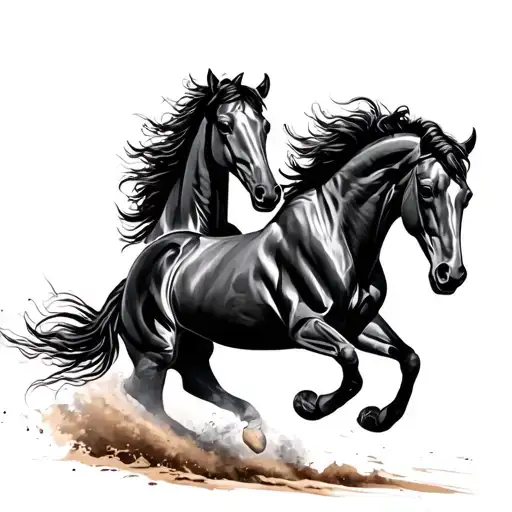 Running Horses tattoo design idea