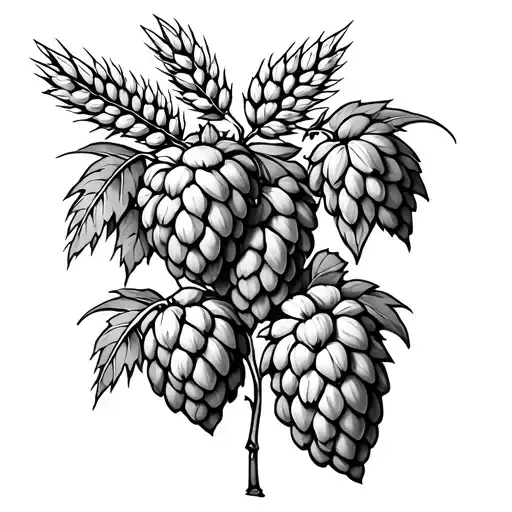 hops vines with barley tattoo design idea