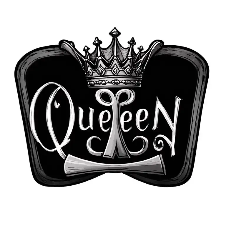 "Queen" ankh with crown tattoo design idea