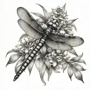 dragonfly on fireweed tattoo design idea