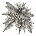 dragonfly on fireweed tattoo design idea