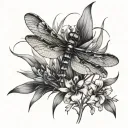 dragonfly on fireweed tattoo design idea