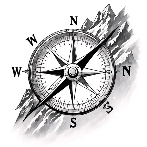 Compass, mountains, lucas, moritz tattoo design idea