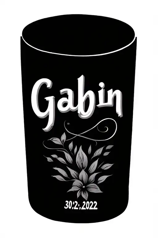 The first name Gabin with its date of birth 30/12/2022. All in an old and fine design design tattoo design idea