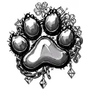 chains, straps, strings, Wiktoria, Oskar, M, dog paw, four -leaf clover, diamond, bead tattoo design idea