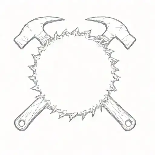 a saw blade and a hammer tattoo design idea