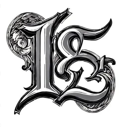 Letter Palo and numbers 18 and 25 Combined tattoo design idea
