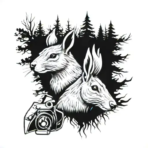 squirrel and moose head based off tv show supernatural tattoo design idea