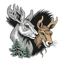 squirrel and moose head based off tv show supernatural tattoo design idea