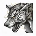 tiger shark fine line with geometry golden ratio tattoo design idea