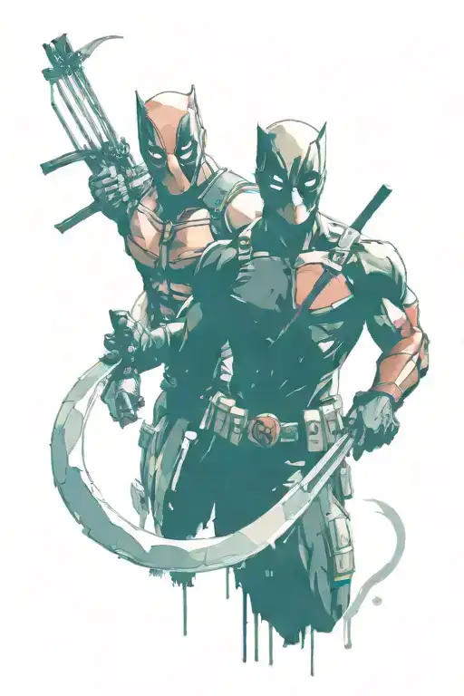 deadpool and wolverine  tattoo design idea