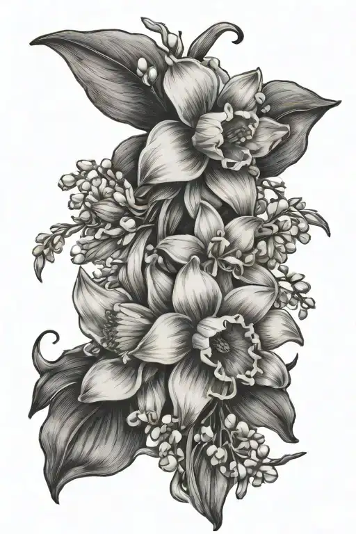 daffodil and lily of the valley viking tattoo design idea