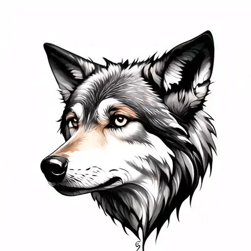 Feminine Wolf tattoo design idea