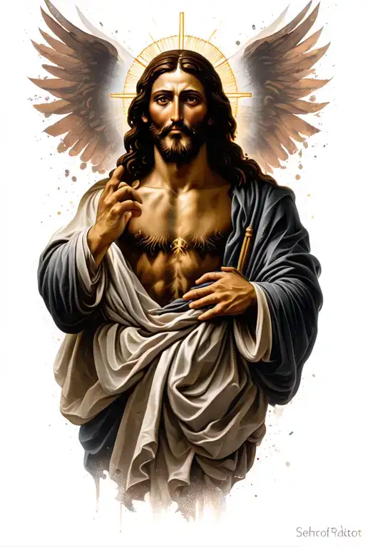 369 and Jesus Christ redemption tattoo design idea