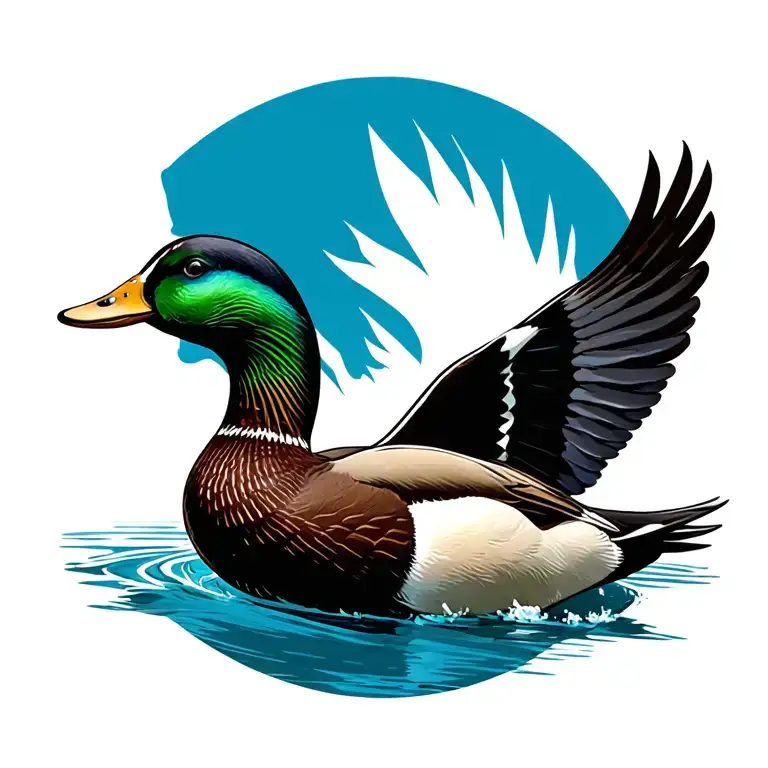 duck flying tattoo design idea