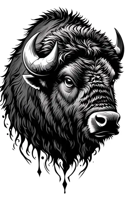 Bison head tattoo design idea