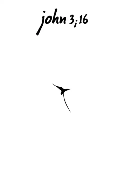 "john 3:16" bird in the distance tattoo design idea