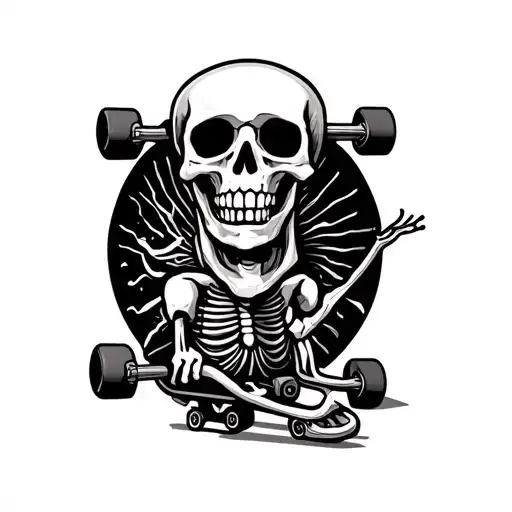 mowhark skeleton skate board tattoo design idea