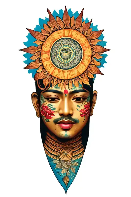 Philippine sun with tatak patterns incorporated tattoo design idea