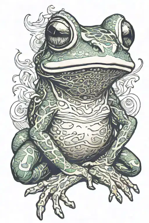 kaeru frog smoking tattoo design idea