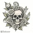 snail skull roses tattoo design idea