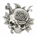 snail skull roses tattoo design idea