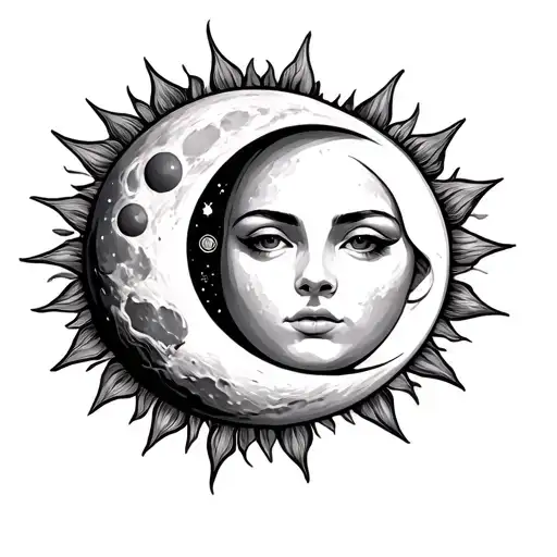 moon and sun tattoo design idea