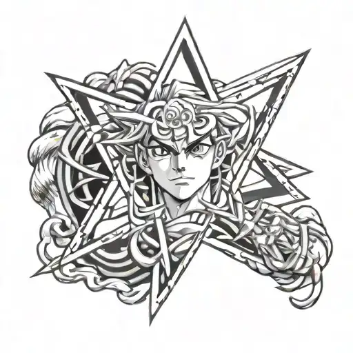 star jojo bizarre adventure made of threads making tattoo design idea