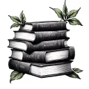 books stacked tattoo design idea