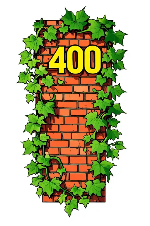 green ivy vines brick wall with yellow 400 in the middle tattoo design idea