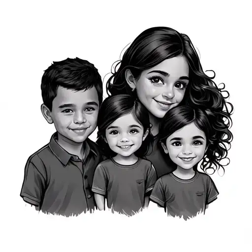 Family, dad, mom, eldest daughter and youngest son tattoo design idea