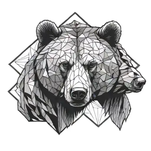 bear hexagon inside tattoo design idea