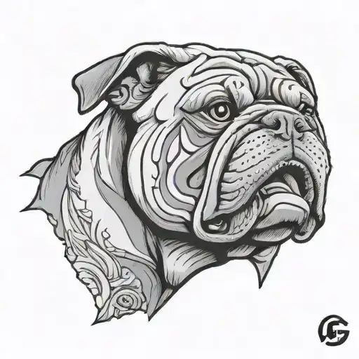 outline of state of Georgia bulldogs tattoo design idea
