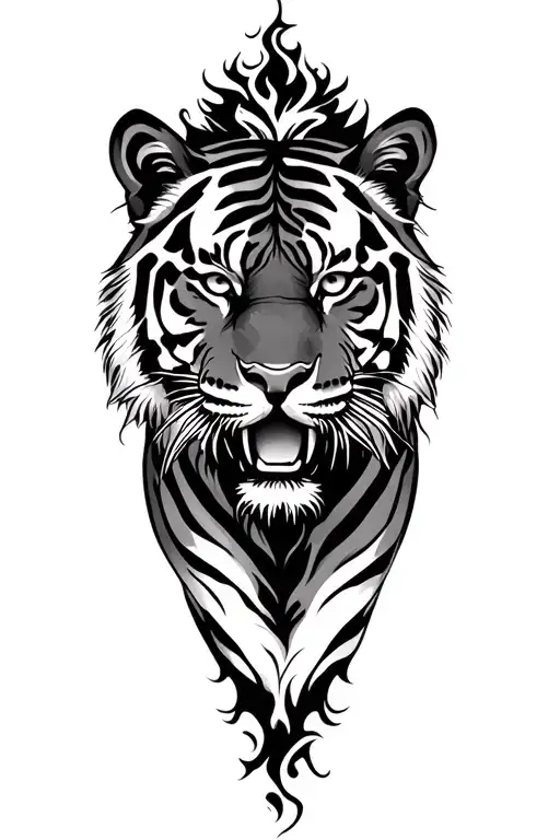 tiger surrounded tattoo design idea