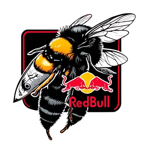 bumblebee tuna logo holding a redbull tattoo design idea