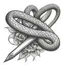dagger with a snake wrapped tattoo design idea