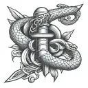 dagger with a snake wrapped tattoo design idea
