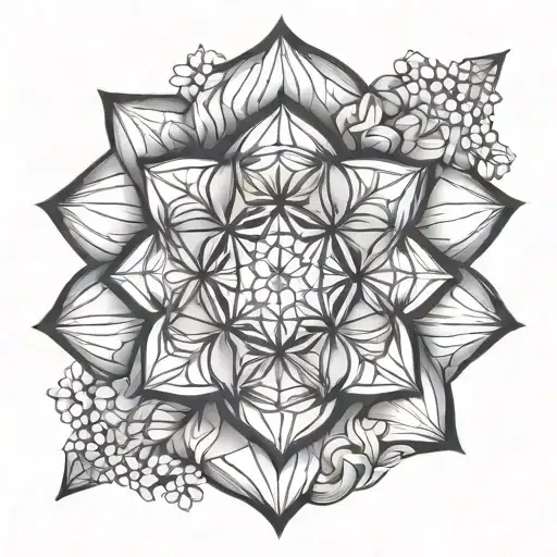 flower of life in 8 pointed star tattoo design idea