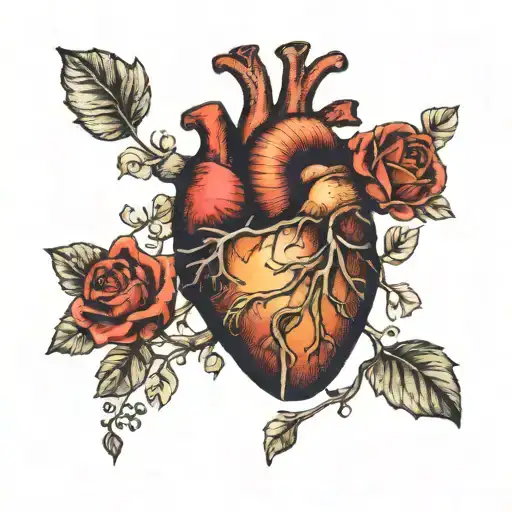 anatomical heart tattoo design idea