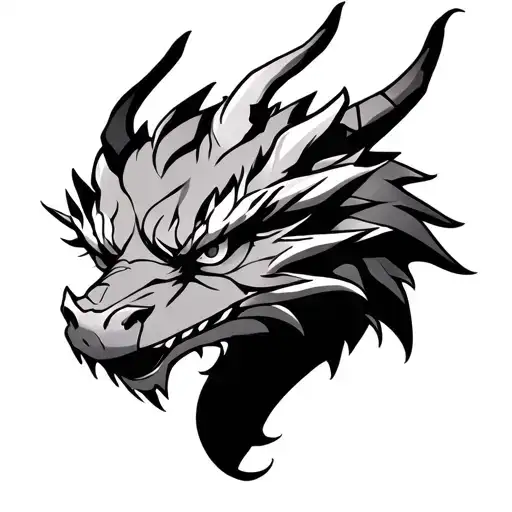 Dragon with a rectangular nose anime tattoo design idea