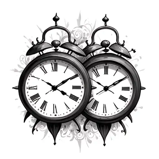 2 birth clocks tattoo design idea