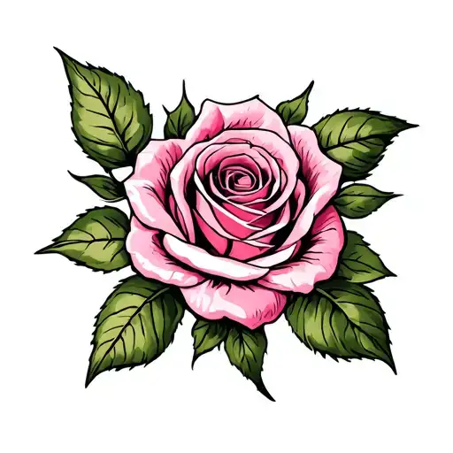 pink rose tattoo design idea