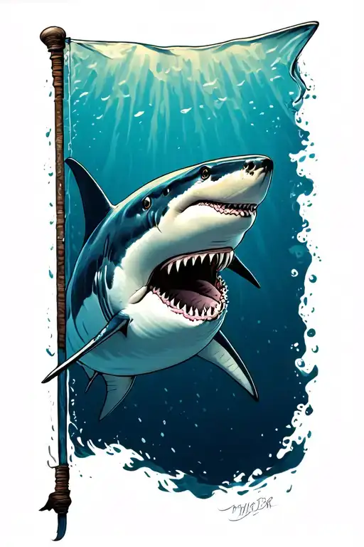 scuba dive flag with hammerhead shark  tattoo design idea