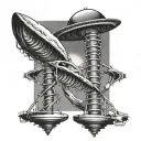 ufo beam dubbel helix DNA double helix tattoo design idea