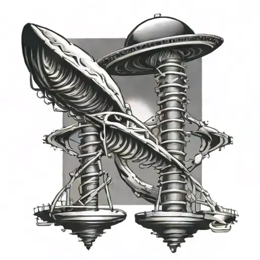 ufo beam dubbel helix DNA double helix tattoo design idea